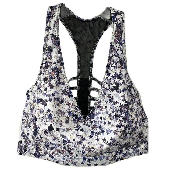 Star Print Sports Bra Racerback Ladder Strap Med - Picture 1 of 4
